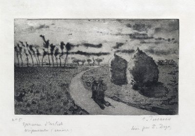 Twilight with Haystacks by Camille Pissarro
