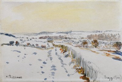 Eragny under Snow by Camille Pissarro