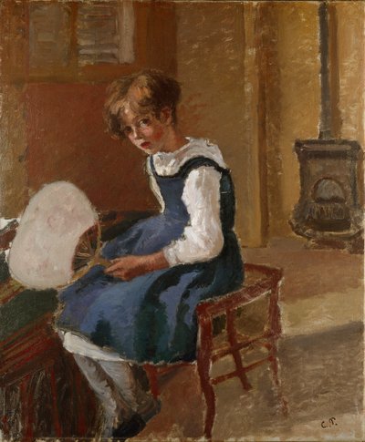 Jeanne holding a Fan by Camille Pissarro