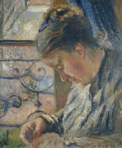 Mme Pissarro Sewing Beside a Window, c1877 by Camille Pissarro
