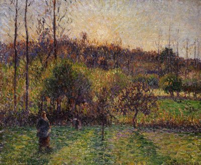 Rising Sun at Eragny by Camille Pissarro