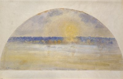 Setting sun and fog, Eragny, 1891 by Camille Pissarro