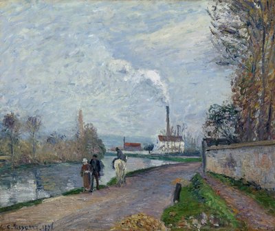 The Oise near Pontoise in Grey Weather by Camille Jacob Pissarro