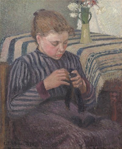 Woman Mending by Camille Pissarro