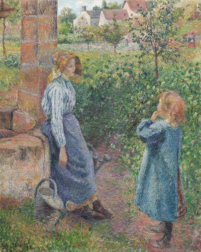 Woman and Child at the Well, 1882 by Camille Pissarro
