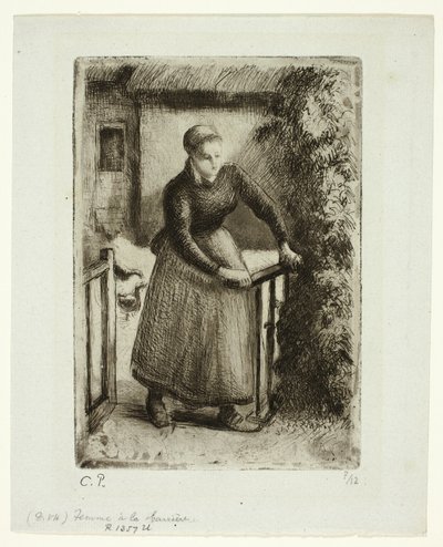 Woman at the Gate by Camille Pissarro