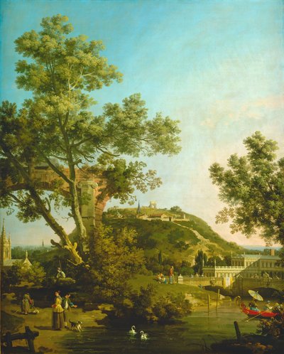 English Landscape Capriccio with a Palace, c. 1754 by Canaletto