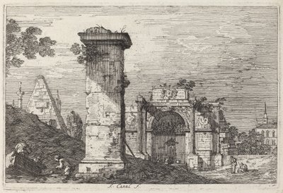 Landscape with Ruined Monuments by Canaletto