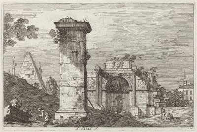 Landscape with Ruined Monuments (right) by Canaletto