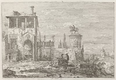 The Equestrian Monument [upper right] by Canaletto