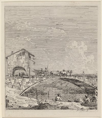 The Wagon Passing Over a Bridge by Canaletto