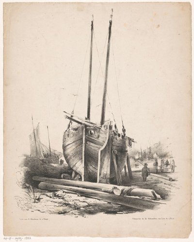 Fishing Boat Under Repair by Carel Christiaan Antony Last