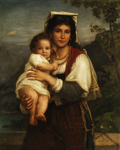 Young Roman Woman with Child by Carl Bertling
