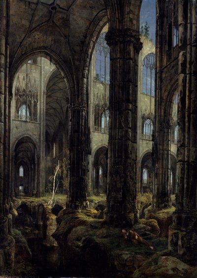 Gothic Church Ruins by Carl Blechen