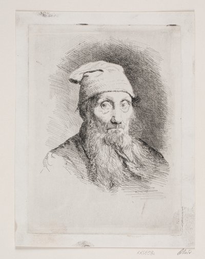 An Old Man with Cap. Bust Portrait by Carl Bloch