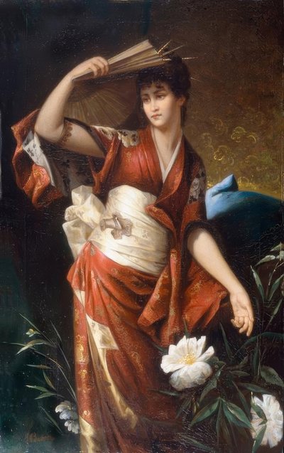 Portrait of a Lady in Japanese Costume by Carl Buchner