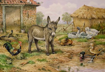 Donkey and Farmyard Fowl by Carl Donner