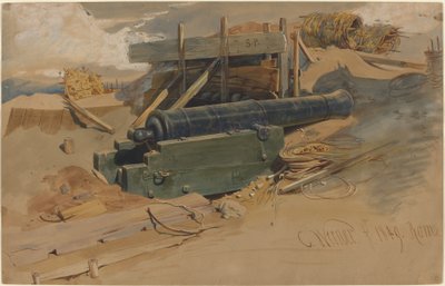 Cannon by a Bulwark by Carl Friedrich Heinrich Werner