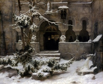 Monastery Garden in Snow by Carl Friedrich Lessing
