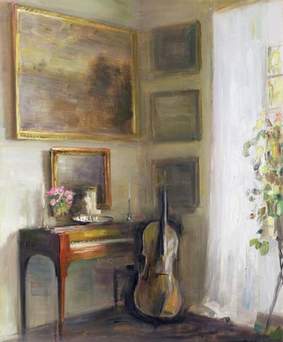 Interior with Cello and Spinet by Carl Holsoe