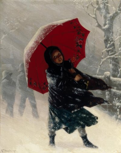 Children in a Snowstorm by Carl Kronberger