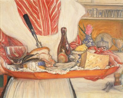 Housemaid, breakfast tray (detail) by Carl Larsson