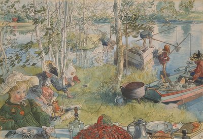 Crab Fishing. Around 1895 by Carl Larsson