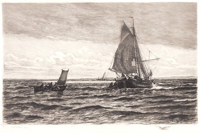 Fishing Boat and Rowboats by Carl Locher