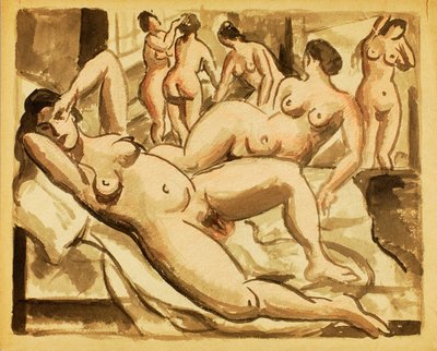 Group of Six Female Nudes by Carl Newman