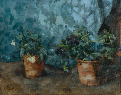 Still Life with Flower Pots by Carl Schuch