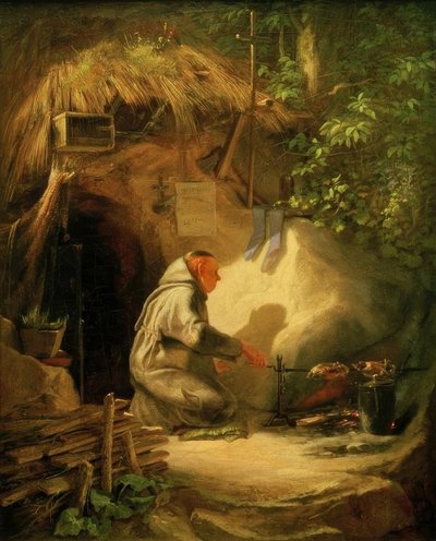 Hermit Roasting Chicken by Carl Spitzweg