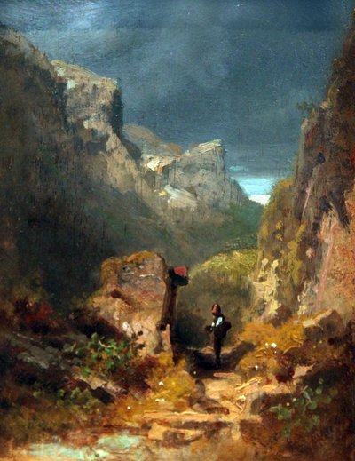 Mountain Landscape with Shrine on a Rock by Carl Spitzweg