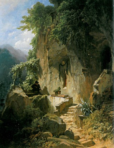 Musical Hermit in Front of His Rock Hermitage by Carl Spitzweg