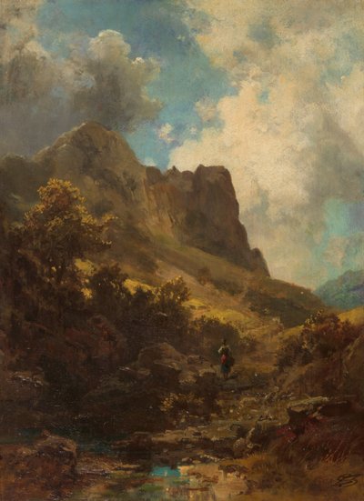 Valley Canyon with a Dairymaid, c. 1875 by Carl Spitzweg