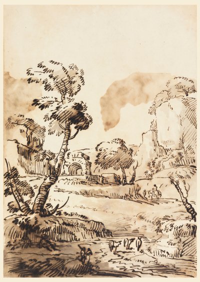 A Pastoral Landscape by Carlo Marchionni