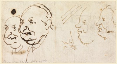Sketches of Four Heads in Caricature by Carlo Marchionni
