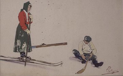 Securing his skis by Carlo Pellegrini