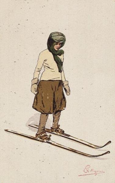 Woman skiing by Carlo Pellegrini