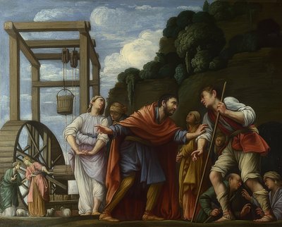 Moses Defends the Daughters of Jethro. 1609-10 by Carlo Saraceni