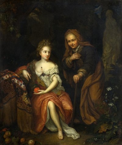 Vertumnus and Pomona by Caspar (follower of) Netscher