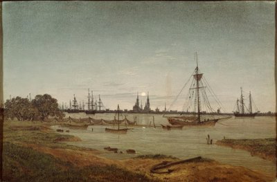 Harbor by Moonlight by Caspar David Friedrich