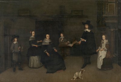 Family Scene by Caspar Netscher (attributed to)