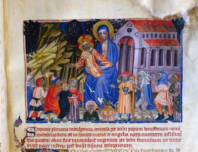 Miniature from the Livre Vermeil de Montserrat by Catalan School