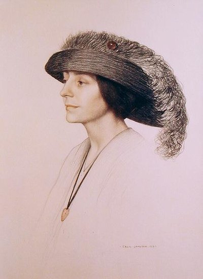 Young Woman Wearing a Feathered Hat by Cecil Stuart Jameson