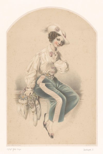 Young Woman Sitting on a Balustrade by Celestin Deshayes