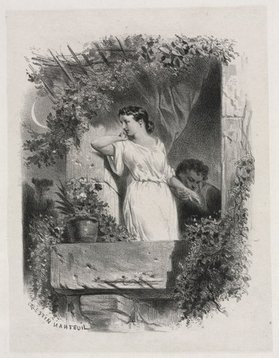 On the Balcony by Celestin Francois Nanteuil