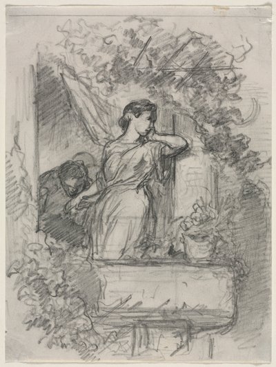 On the Balcony by Celestin Francois Nanteuil