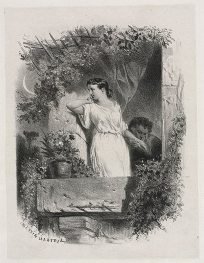 On the Balcony by Celestin Francois Nanteuil