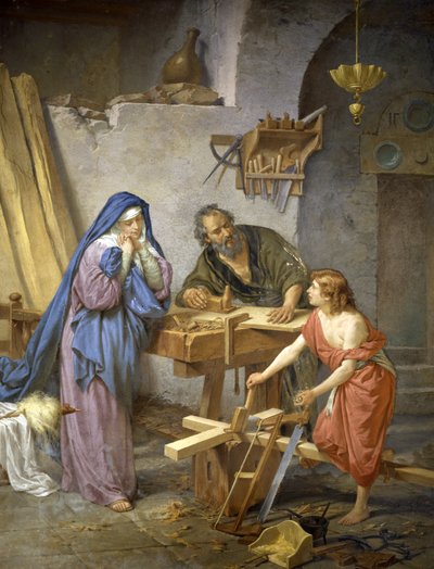 Joseph, Mary and Jesus in the Carpentry by Cesare Maccari