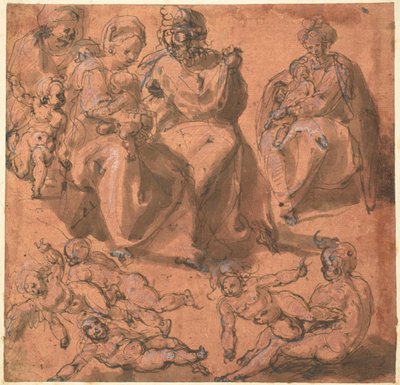 Studies of a Holy Family by Cesare Pollini